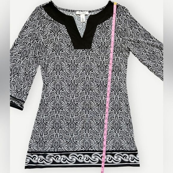 White House Black Market Notch Neck Abstract Print Tunic Mini Dress. Medium. - Picture 5 of 8